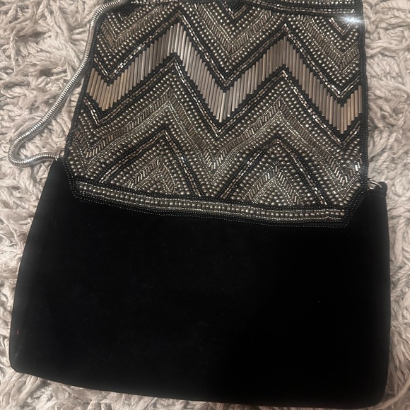 H&M Elegant Beaded Black and Silver Women's Bag clutch - Picture 4 of 4